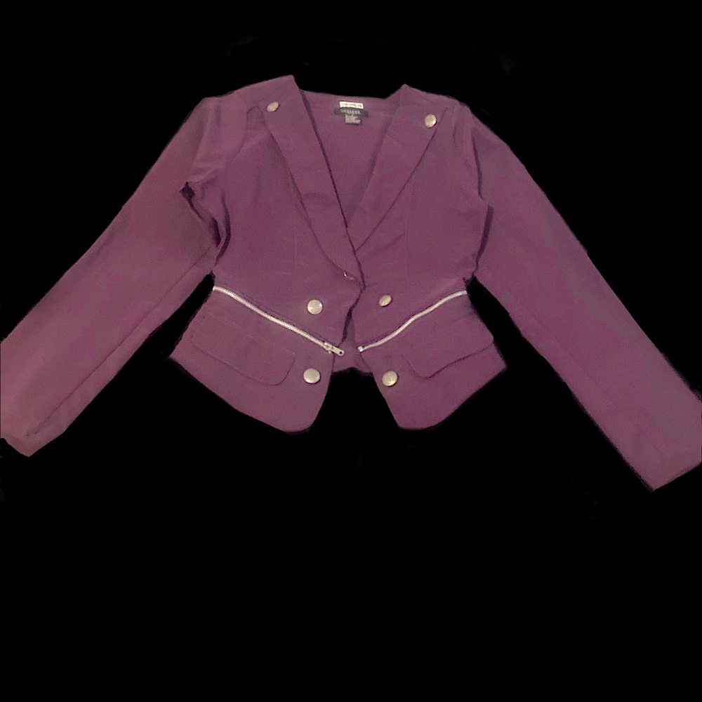 Purple Zipper Blazer Jacket